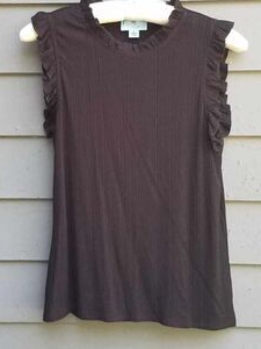 Cece Black Ruffle Ribbed Sleeveless Top size Medium